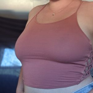 Woman's cross string  crop top (crosses L&R of body)